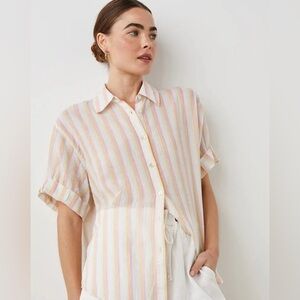 Rails JoJo Shirt Malta Stripe Pastel Gauzy Cotton Button Down Top
